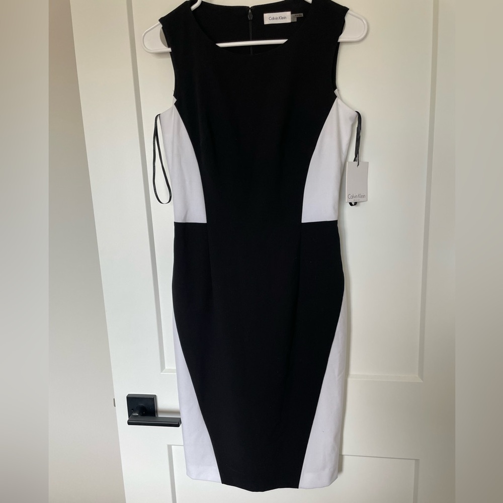 NWT Calvin Klein Black & White Colorblock Sheath Dress – Size 2
